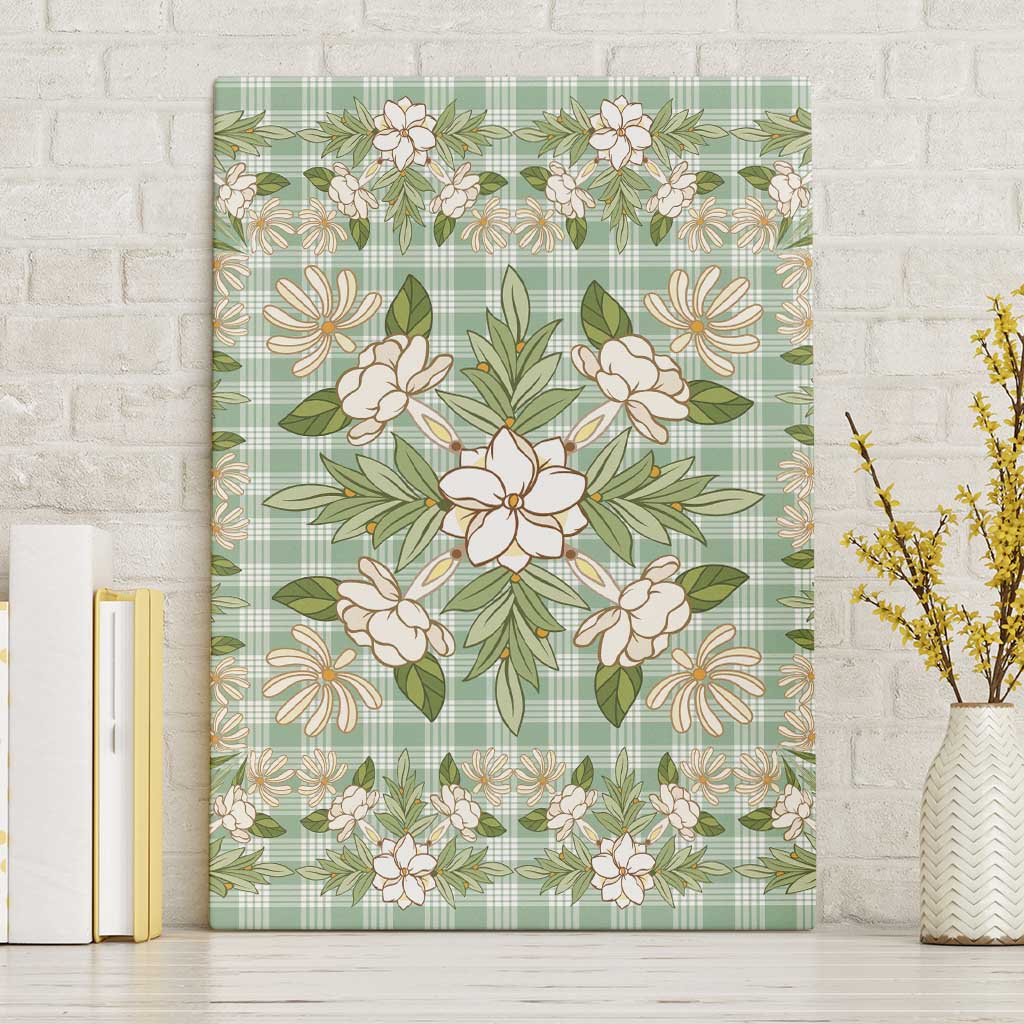 Squares Maile Leaf Canvas Wall Art Turquoise Palaka Hawaiian Quilt Pattern - Polynesian Pride