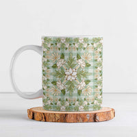 Squares Maile Leaf Ceramic Mug Turquoise Palaka Hawaiian Quilt Pattern LT9 Turquoise - Polynesian Pride