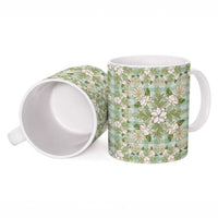 Squares Maile Leaf Ceramic Mug Turquoise Palaka Hawaiian Quilt Pattern LT9 - Polynesian Pride