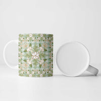 Squares Maile Leaf Ceramic Mug Turquoise Palaka Hawaiian Quilt Pattern LT9 - Polynesian Pride