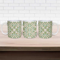 Squares Maile Leaf Ceramic Mug Turquoise Palaka Hawaiian Quilt Pattern LT9 - Polynesian Pride