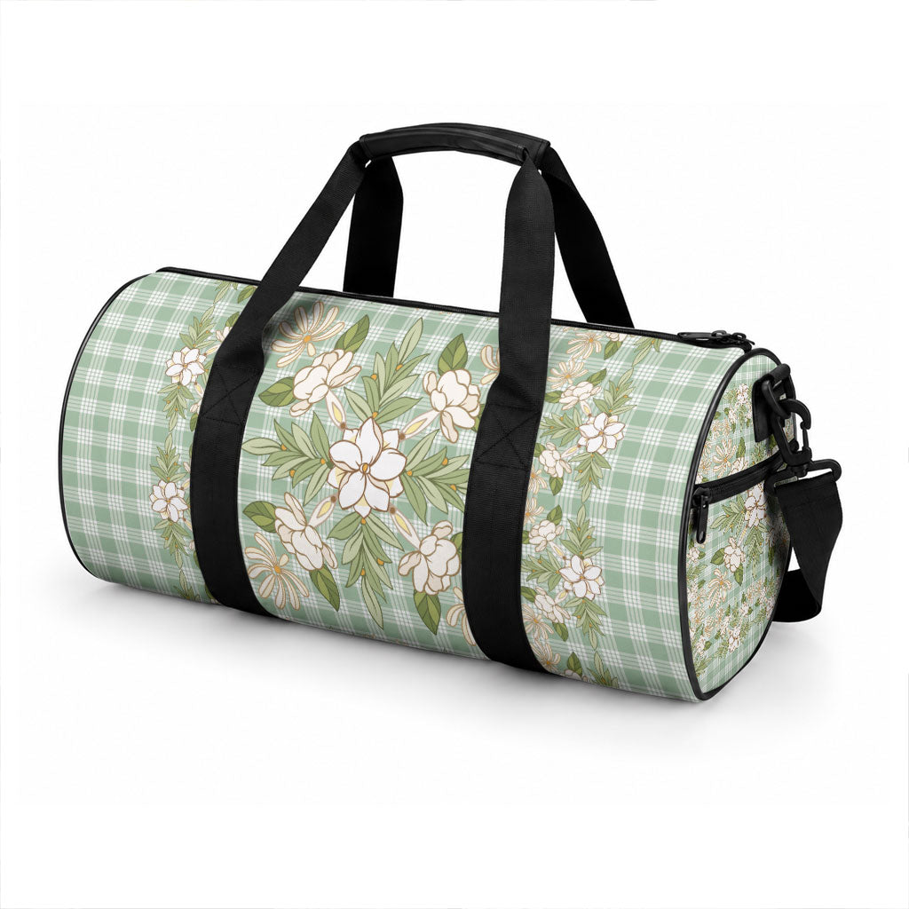 Squares Maile Leaf Duffle Bag Turquoise Palaka Hawaiian Quilt Pattern LT9 - Polynesian Pride
