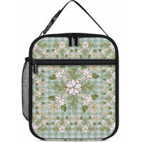 Squares Maile Leaf Lunch Bag Turquoise Palaka Hawaiian Quilt Pattern LT9 10.2 × 8.3 × 4.3 inch Turquoise - Polynesian Pride