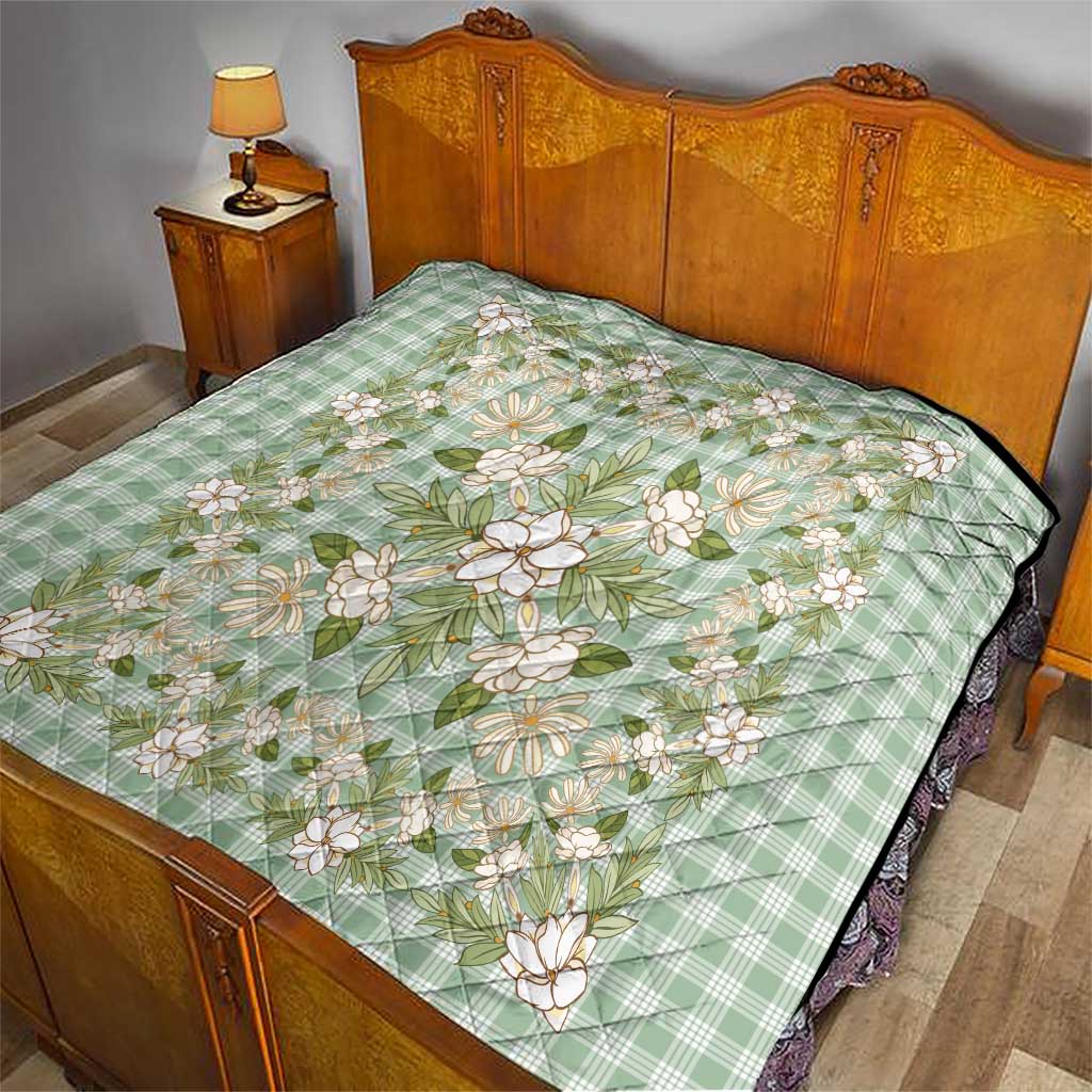 Squares Maile Leaf Quilt Turquoise Palaka Hawaiian Quilt Pattern - Polynesian Pride