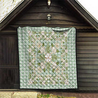 Squares Maile Leaf Quilt Turquoise Palaka Hawaiian Quilt Pattern - Polynesian Pride