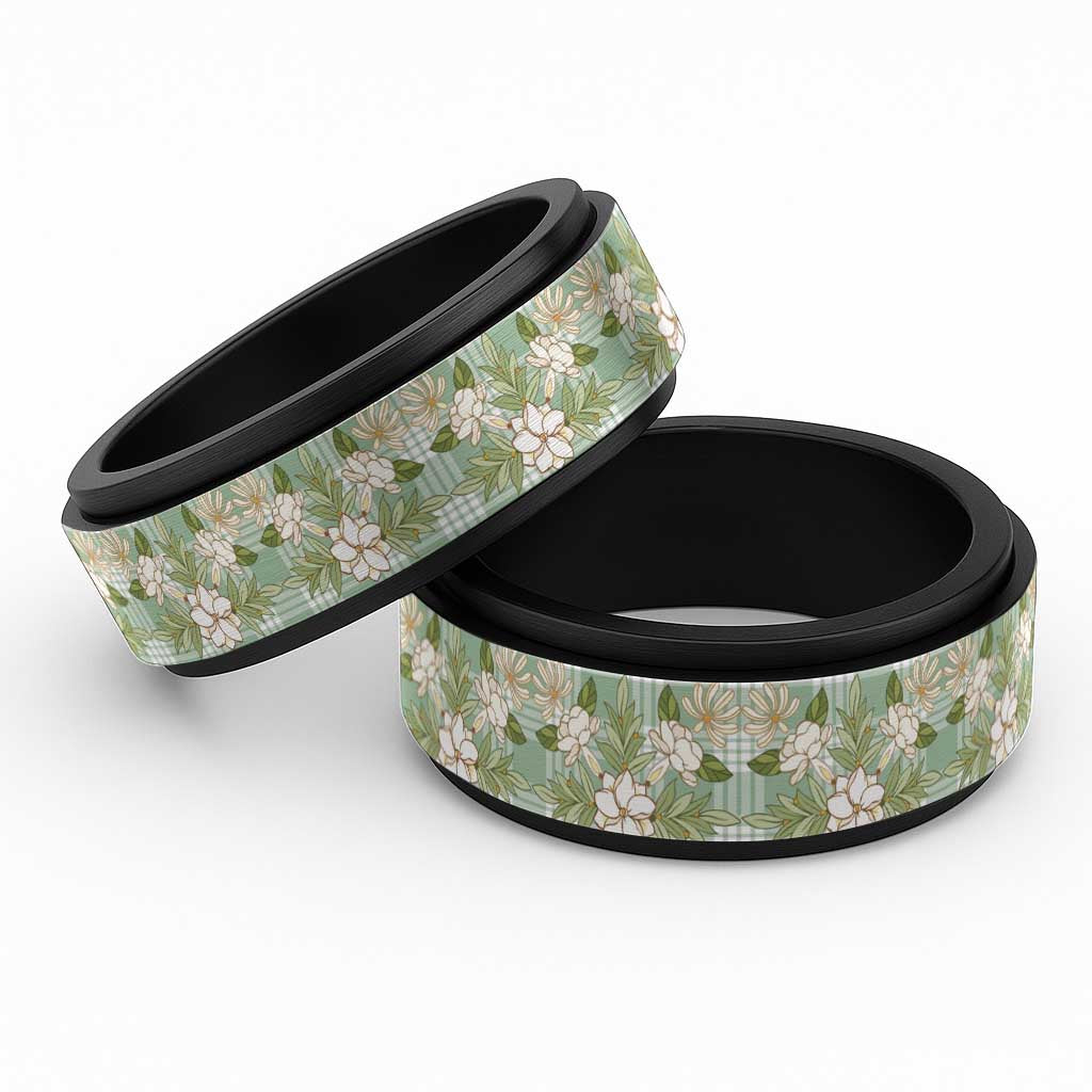 Squares Maile Leaf Spinner Ring Turquoise Palaka Hawaiian Quilt Pattern - Polynesian Pride