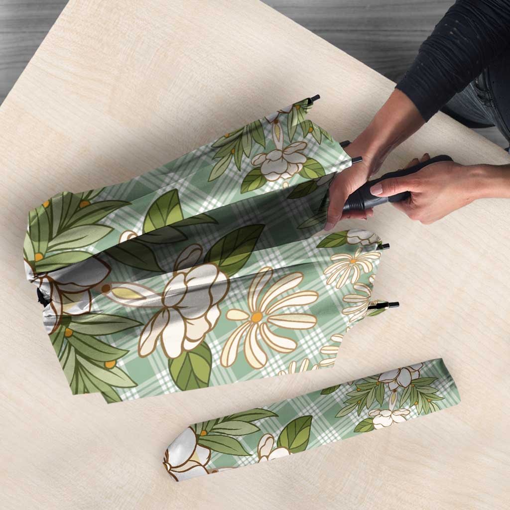 Squares Maile Leaf Umbrella Turquoise Palaka Hawaiian Quilt Pattern - Polynesian Pride