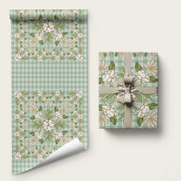 Squares Maile Leaf Wrapping Paper Turquoise Palaka Hawaiian Quilt Pattern - Polynesian Pride