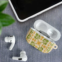 Squares Puakenikeni and Kalo AirPods Case Beige Palaka Hawaiian Quilt Pattern - Polynesian Pride