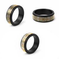 Squares Puakenikeni and Kalo Spinner Ring Beige Palaka Hawaiian Quilt Pattern - Polynesian Pride