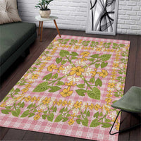Squares Puakenikeni and Kalo Area Rug Pink Palaka Hawaiian Quilt Pattern - Polynesian Pride