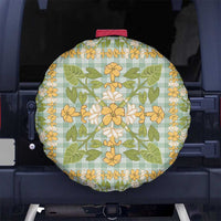Squares Puakenikeni and Kalo Spare Tire Cover Turquoise Palaka Hawaiian Quilt Pattern - Polynesian Pride