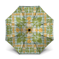 Squares Puakenikeni and Kalo Umbrella Turquoise Palaka Hawaiian Quilt Pattern - Polynesian Pride