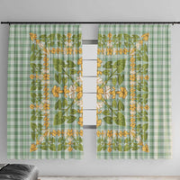 Squares Puakenikeni and Kalo Window Curtain Turquoise Palaka Hawaiian Quilt Pattern LT9 With Hooks Turquoise - Polynesian Pride