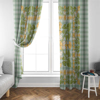 Squares Puakenikeni and Kalo Window Curtain Turquoise Palaka Hawaiian Quilt Pattern LT9 - Polynesian Pride