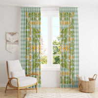 Squares Puakenikeni and Kalo Window Curtain Turquoise Palaka Hawaiian Quilt Pattern LT9 - Polynesian Pride