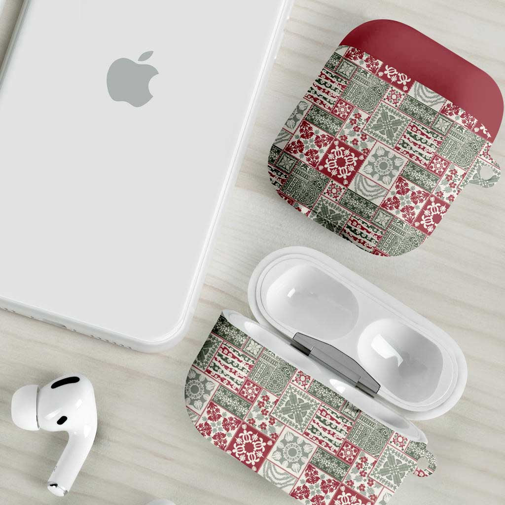 Mele Kalikimaka Hawaii Christmas AirPods Case Aloha Spirit with Hawaiian Quilt Pattern - Polynesian Pride