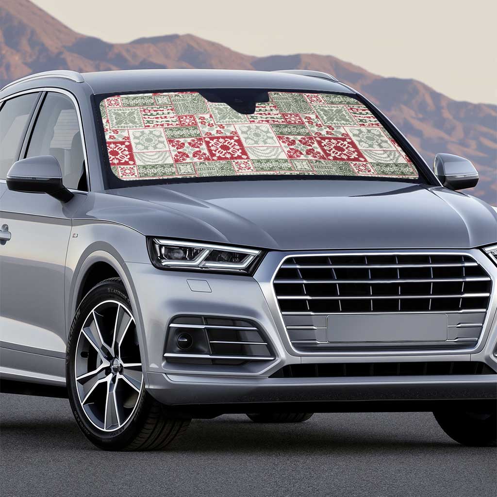 Mele Kalikimaka Hawaii Christmas Auto Sun Shade Aloha Spirit with Hawaiian Quilt Pattern - Polynesian Pride