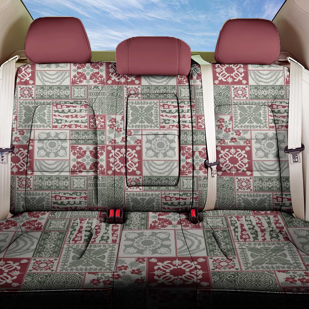 Mele Kalikimaka Hawaii Christmas Back Car Seat Cover Aloha Spirit with Hawaiian Quilt Pattern - Polynesian Pride