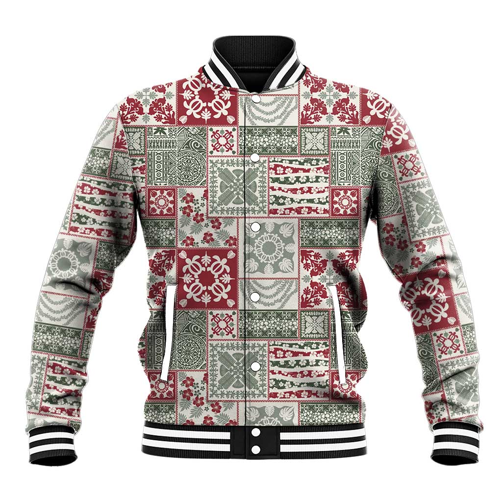 Mele Kalikimaka Hawaii Christmas Baseball Jacket Aloha Spirit with Hawaiian Quilt Pattern - Polynesian Pride