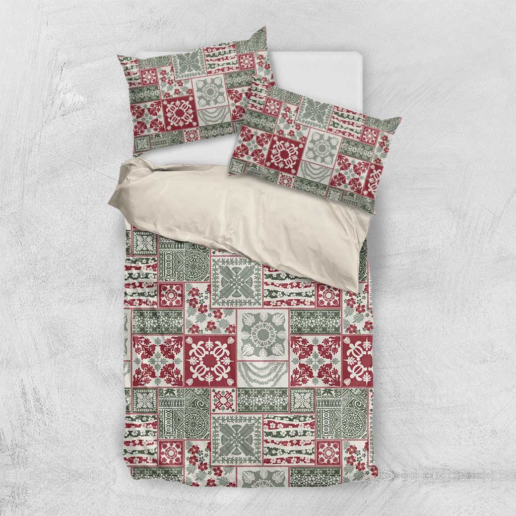 Mele Kalikimaka Hawaii Christmas Bedding Set Aloha Spirit with Hawaiian Quilt Pattern - Polynesian Pride