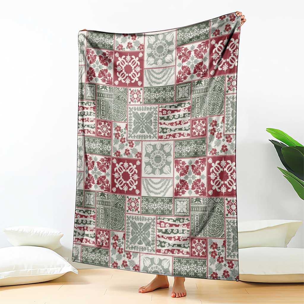 Mele Kalikimaka Hawaii Christmas Blanket Aloha Spirit with Hawaiian Quilt Pattern - Polynesian Pride