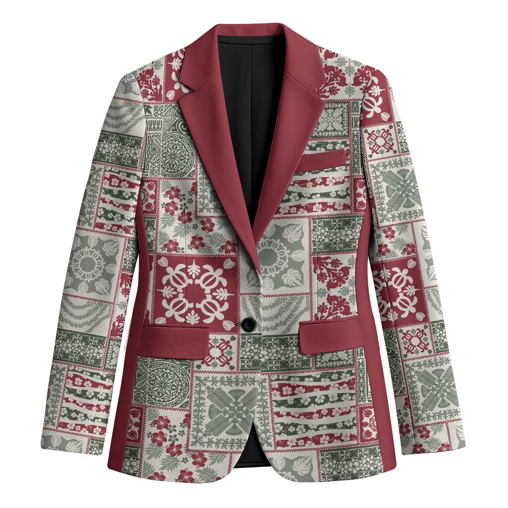 Mele Kalikimaka Hawaii Christmas Blazer Aloha Spirit with Hawaiian Quilt Pattern - Polynesian Pride