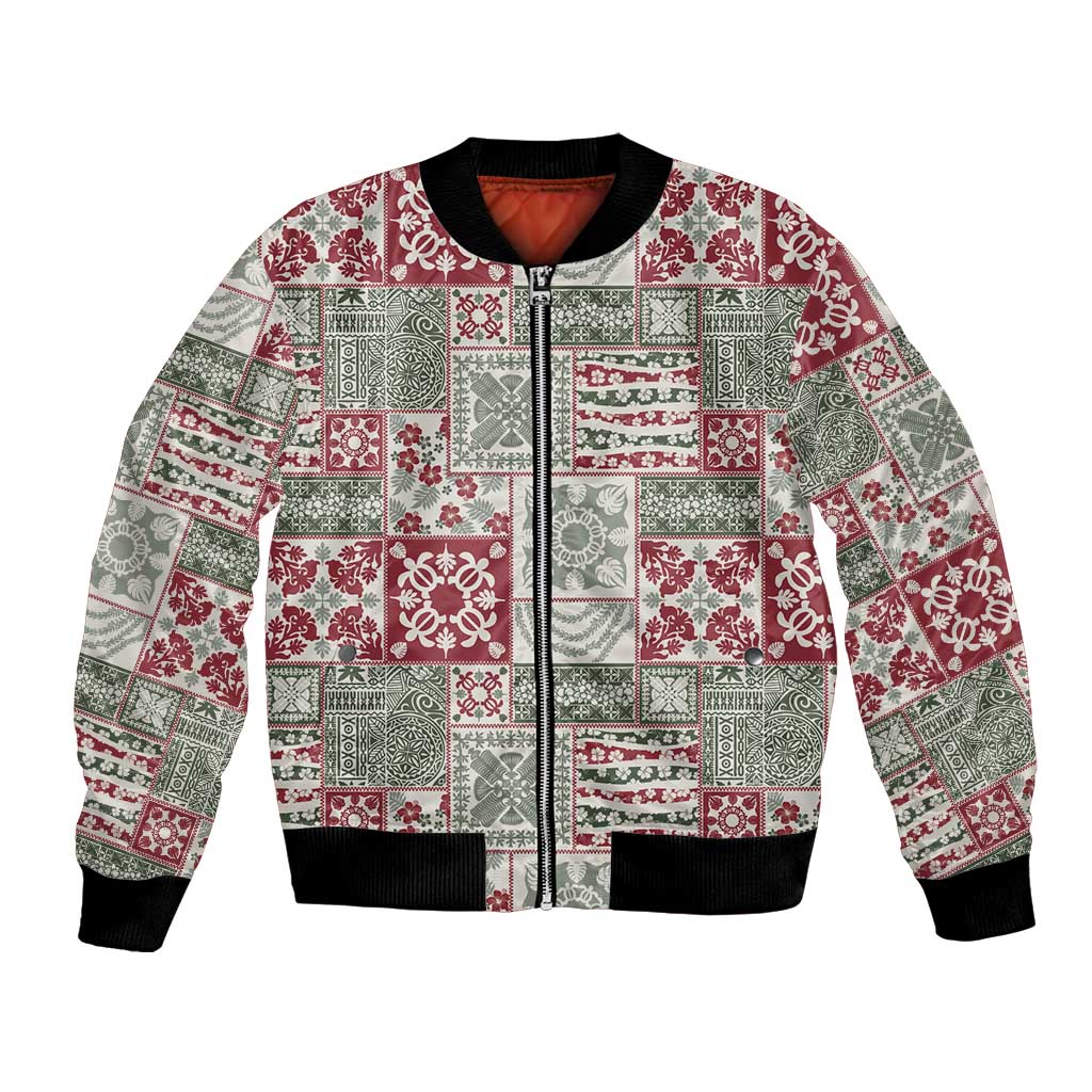 Mele Kalikimaka Hawaii Christmas Bomber Jacket Aloha Spirit with Hawaiian Quilt Pattern - Polynesian Pride