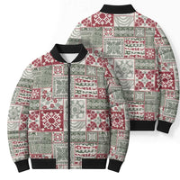 Mele Kalikimaka Hawaii Christmas Bomber Puffer Jacket Aloha Spirit with Hawaiian Quilt Pattern - Polynesian Pride
