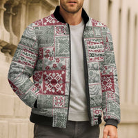 Mele Kalikimaka Hawaii Christmas Bomber Puffer Jacket Aloha Spirit with Hawaiian Quilt Pattern - Polynesian Pride