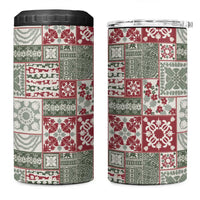 Mele Kalikimaka Hawaii Christmas 4 in 1 Can Cooler Tumbler Aloha Spirit with Hawaiian Quilt Pattern - Polynesian Pride