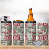 Mele Kalikimaka Hawaii Christmas 4 in 1 Can Cooler Tumbler Aloha Spirit with Hawaiian Quilt Pattern - Polynesian Pride