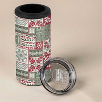 Mele Kalikimaka Hawaii Christmas 4 in 1 Can Cooler Tumbler Aloha Spirit with Hawaiian Quilt Pattern - Polynesian Pride