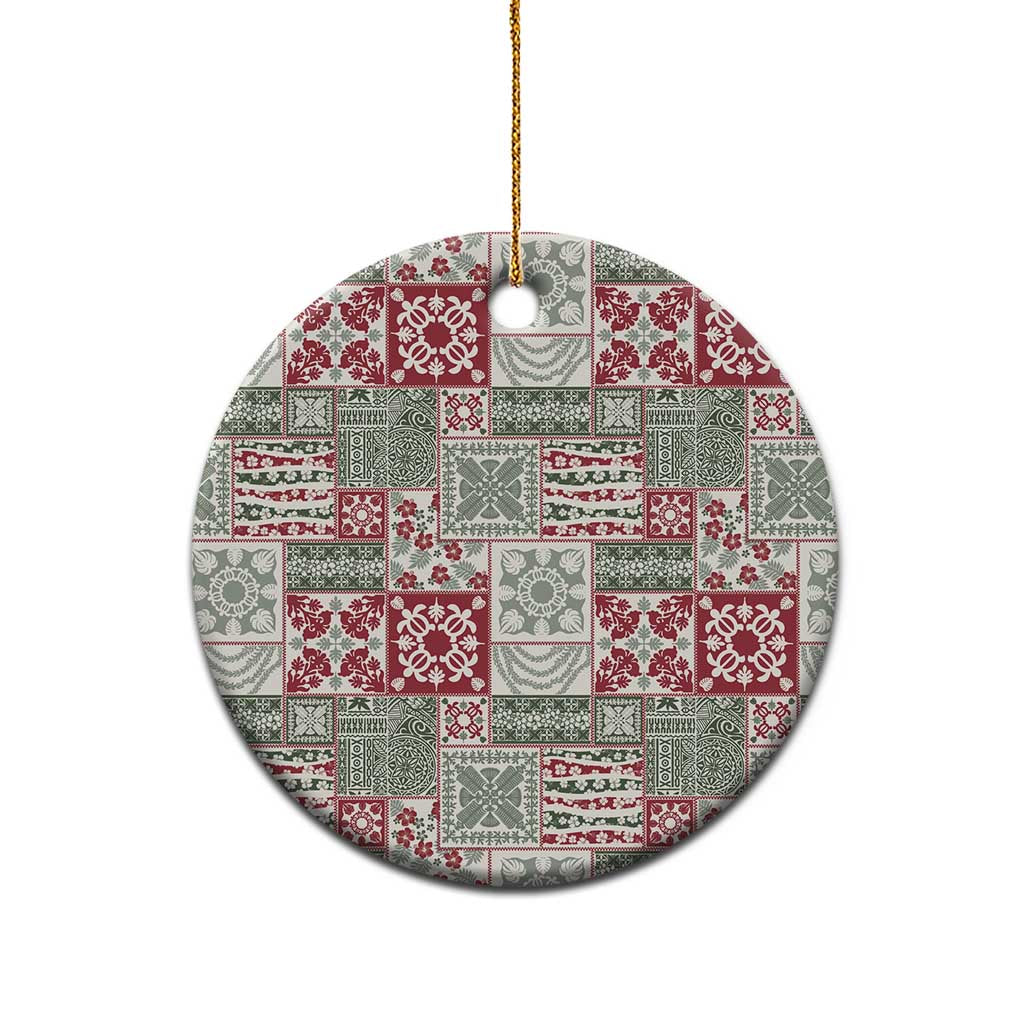 Mele Kalikimaka Hawaii Christmas Ceramic Ornament Aloha Spirit with Hawaiian Quilt Pattern - Polynesian Pride