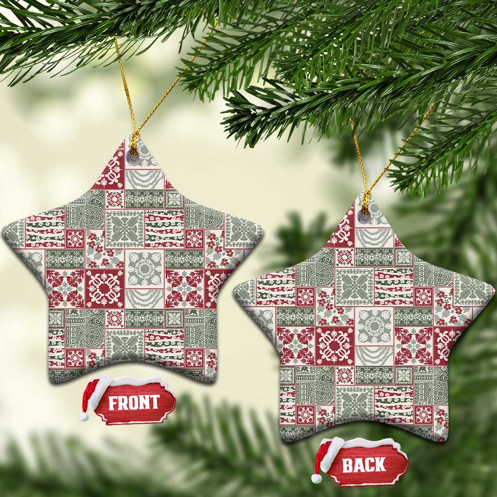 Mele Kalikimaka Hawaii Christmas Ceramic Ornament Aloha Spirit with Hawaiian Quilt Pattern - Polynesian Pride