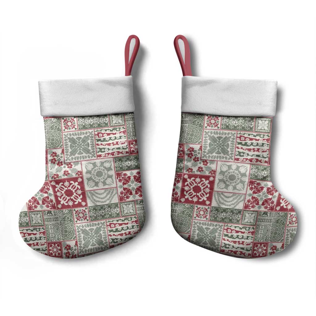 Mele Kalikimaka Hawaii Christmas Stocking Aloha Spirit with Hawaiian Quilt Pattern - Polynesian Pride