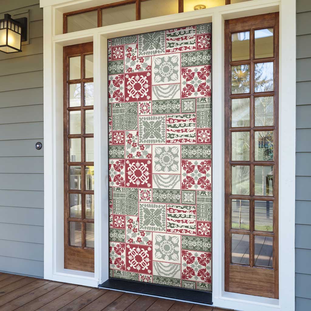 Mele Kalikimaka Hawaii Christmas Door Cover Aloha Spirit with Hawaiian Quilt Pattern - Polynesian Pride