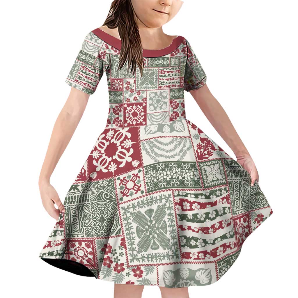 Mele Kalikimaka Hawaii Christmas Family Matching Off Shoulder Short Dress and Hawaiian Shirt Aloha Spirit with Hawaiian Quilt Pattern - Polynesian Pride