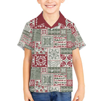 Mele Kalikimaka Hawaii Christmas Family Matching Off Shoulder Short Dress and Hawaiian Shirt Aloha Spirit with Hawaiian Quilt Pattern - Polynesian Pride
