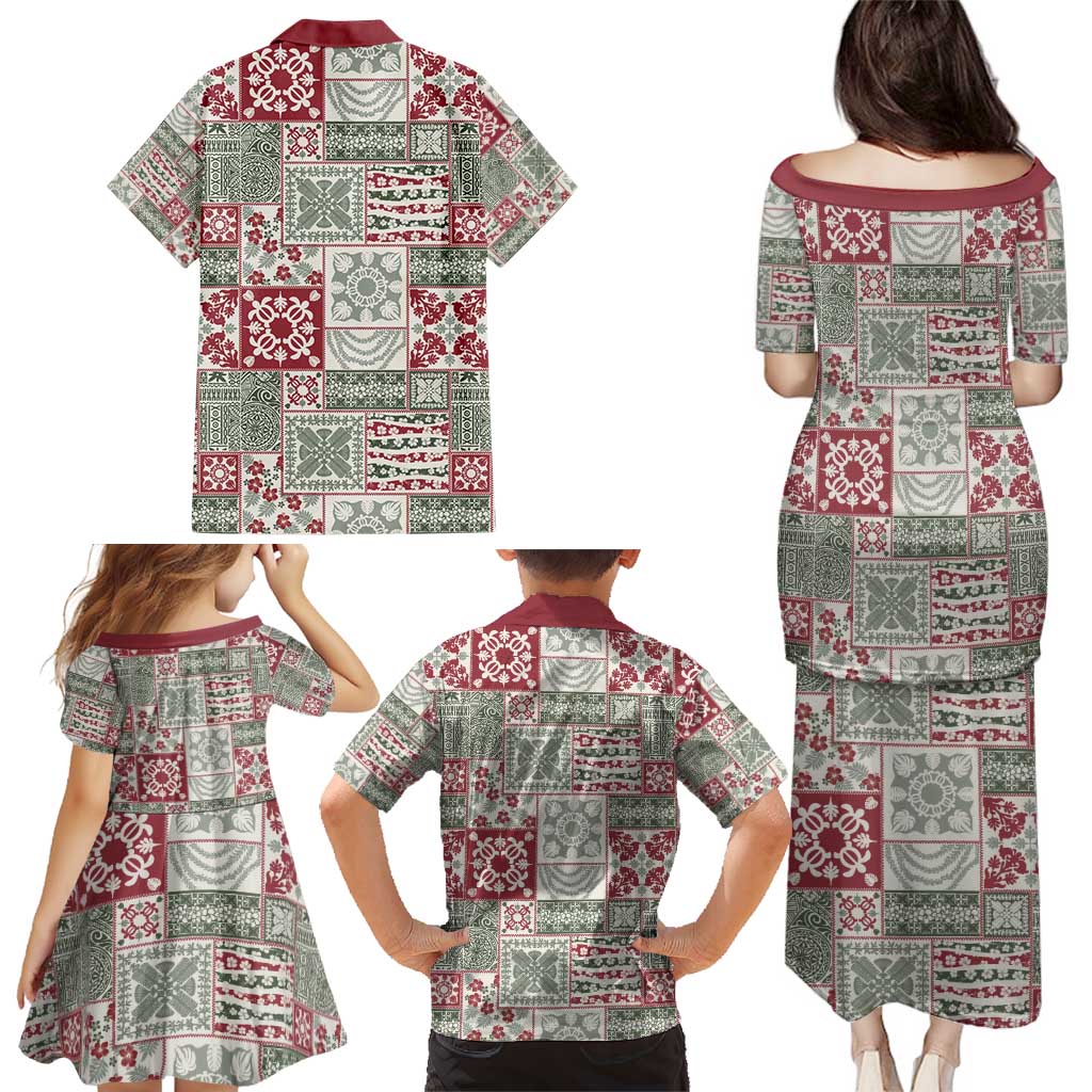 Mele Kalikimaka Hawaii Christmas Family Matching Puletasi and Hawaiian Shirt Aloha Spirit with Hawaiian Quilt Pattern - Polynesian Pride