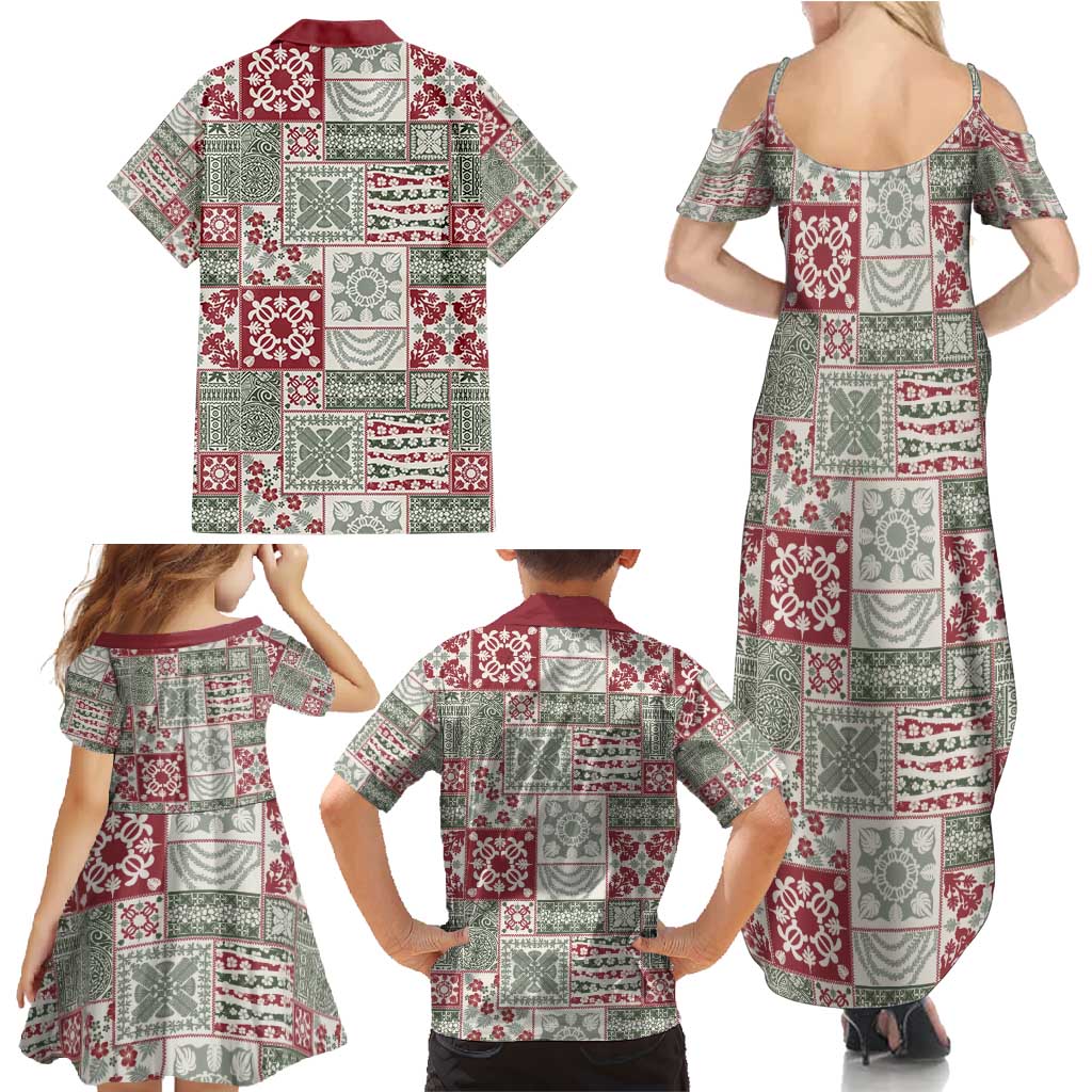Mele Kalikimaka Hawaii Christmas Family Matching Summer Maxi Dress and Hawaiian Shirt Aloha Spirit with Hawaiian Quilt Pattern - Polynesian Pride