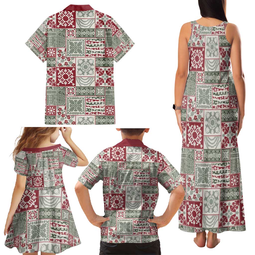 Mele Kalikimaka Hawaii Christmas Family Matching Tank Maxi Dress and Hawaiian Shirt Aloha Spirit with Hawaiian Quilt Pattern - Polynesian Pride