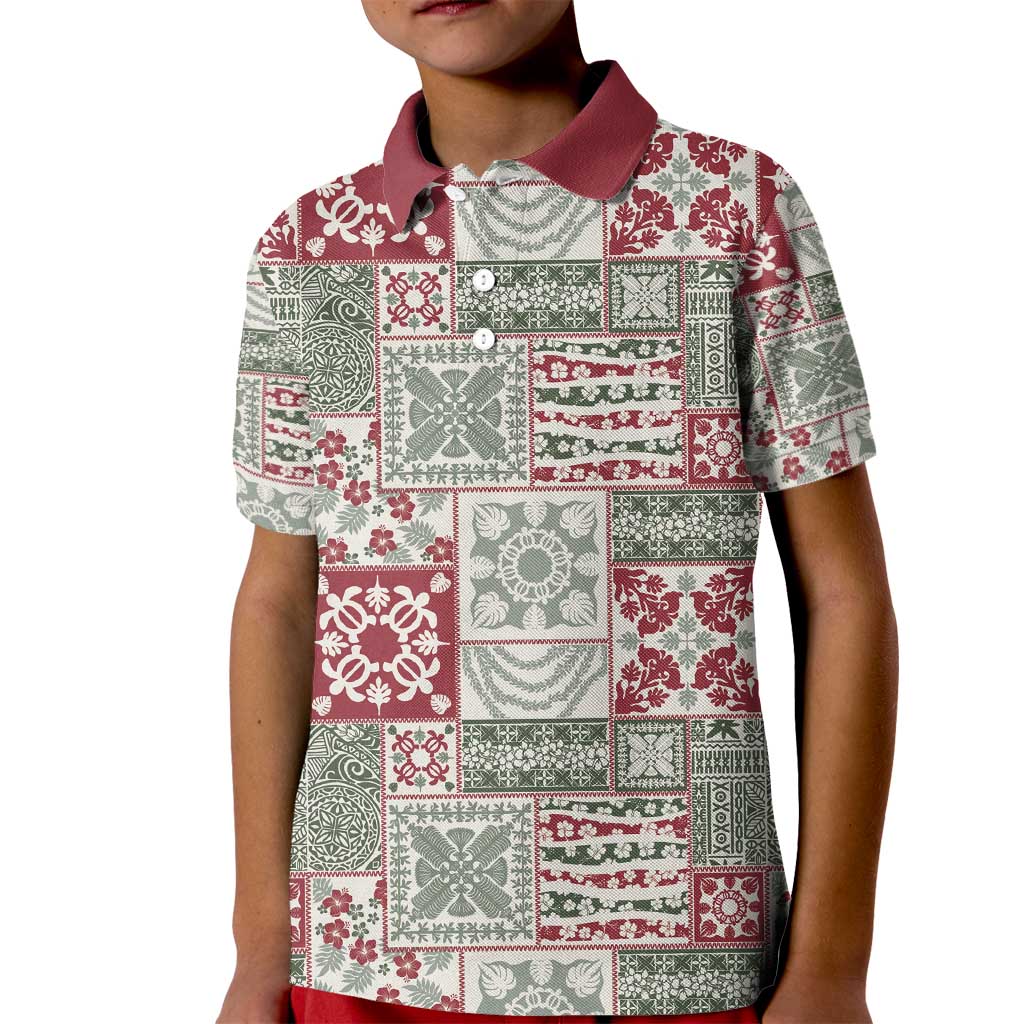 Mele Kalikimaka Hawaii Christmas Kid Polo Shirt Aloha Spirit with Hawaiian Quilt Pattern - Polynesian Pride