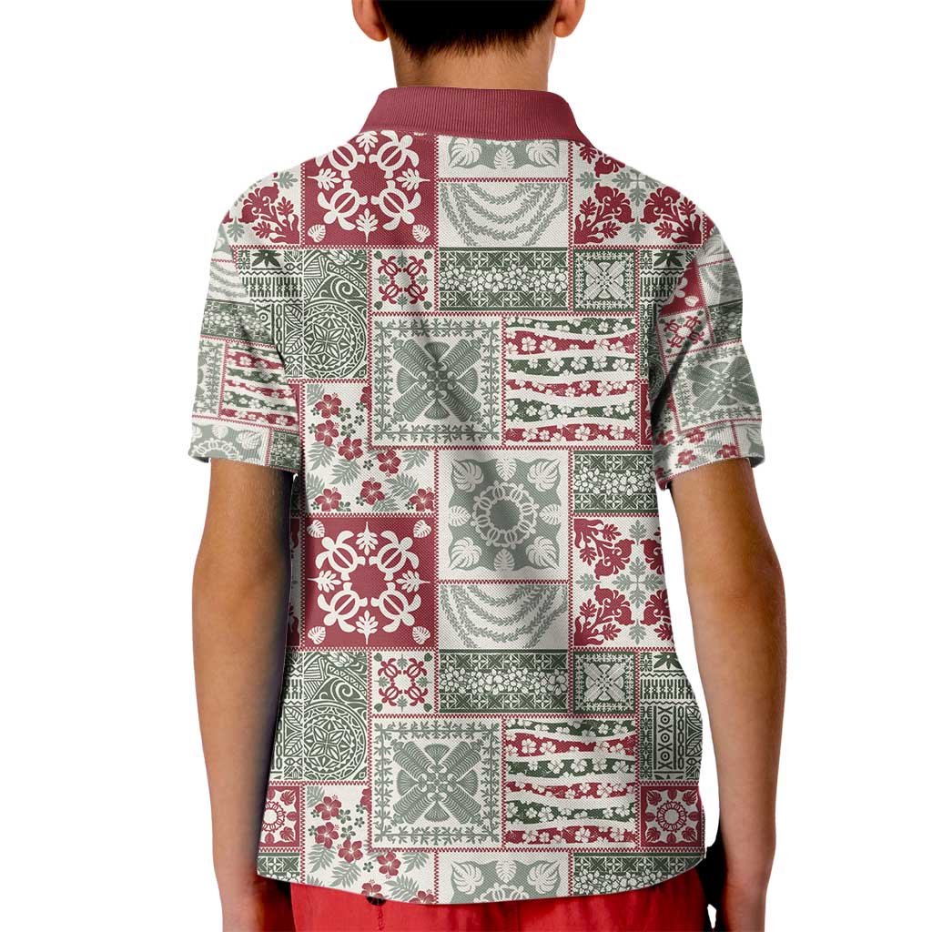Mele Kalikimaka Hawaii Christmas Kid Polo Shirt Aloha Spirit with Hawaiian Quilt Pattern - Polynesian Pride