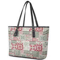 Mele Kalikimaka Hawaii Christmas Leather Tote Bag Aloha Spirit with Hawaiian Quilt Pattern - Polynesian Pride