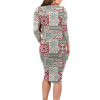 Mele Kalikimaka Hawaii Christmas Long Sleeve Bodycon Dress Aloha Spirit with Hawaiian Quilt Pattern LT9 - Polynesian Pride