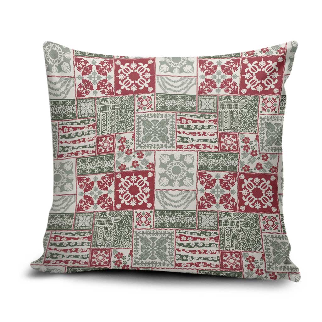 Mele Kalikimaka Hawaii Christmas Pillow Cover Aloha Spirit with Hawaiian Quilt Pattern - Polynesian Pride