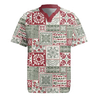 Mele Kalikimaka Hawaii Christmas Rugby Jersey Aloha Spirit with Hawaiian Quilt Pattern - Polynesian Pride