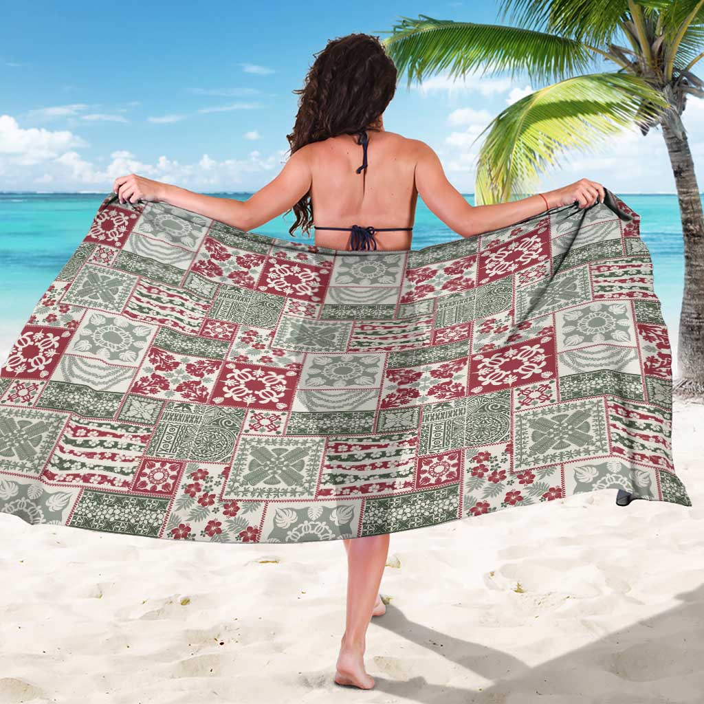 Mele Kalikimaka Hawaii Christmas Sarong Aloha Spirit with Hawaiian Quilt Pattern - Polynesian Pride