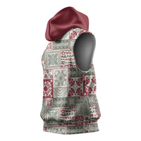 Mele Kalikimaka Hawaii Christmas Sleeveless Hoodie Aloha Spirit with Hawaiian Quilt Pattern - Polynesian Pride